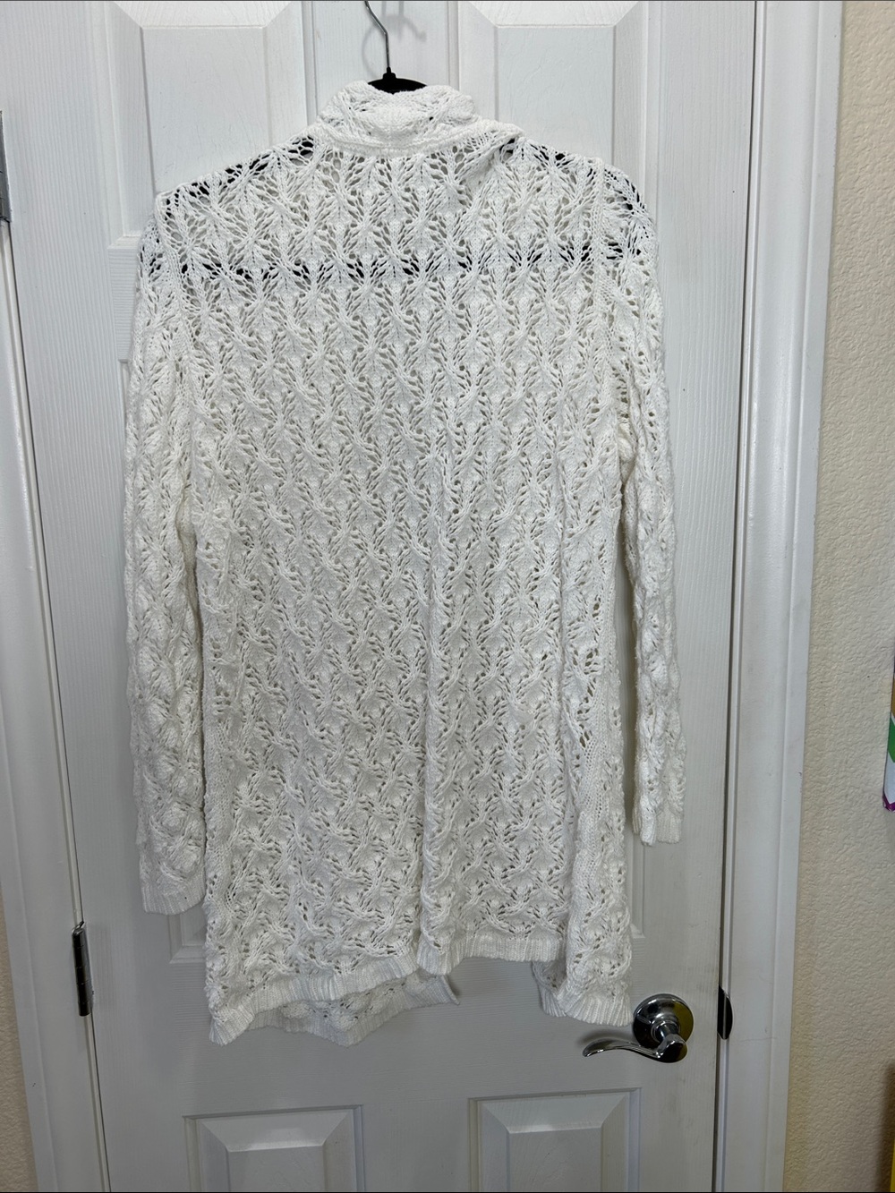Leo & Nicole White Open Front Pointelle Crochet Knit Cardigan Sweater XXL - Picture 6 of 9